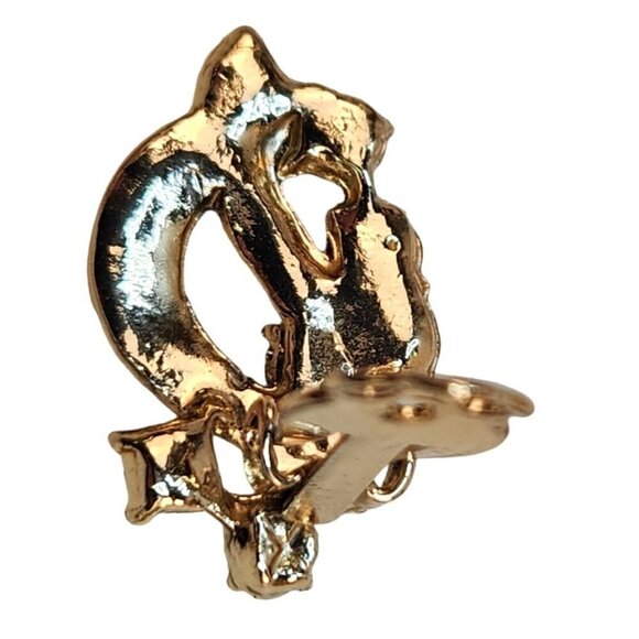 Vintage Gold-Tone Clip-On Earrings With Aurora Borealis Rhinestones 1" x .5" - Picture 5 of 10